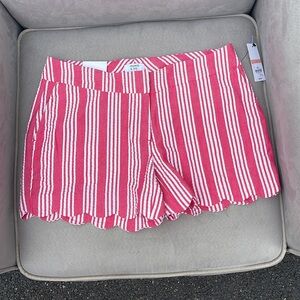 Crown & Ivy women’s size 2 coral and white striped shorts new with tags